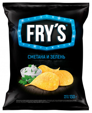 Чипсы из натурального картофеля FRY’S вкус Сметана с зеленью, 130 г 
